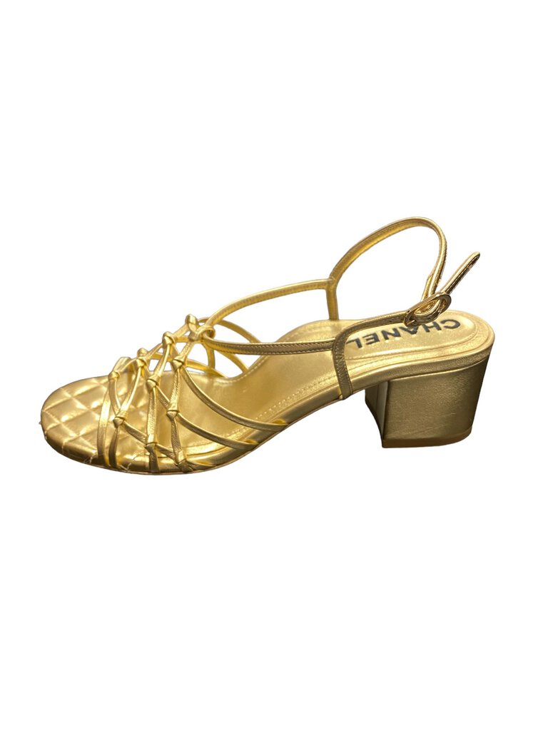 Chanel Gold Block Heels- U.S 7.5 / EU. 38