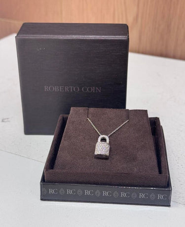 Roberto Coin Tiny Treasures Diamond Padlock Pendant Necklace