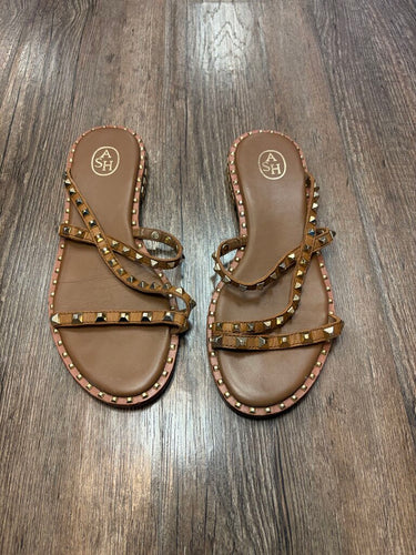Ash Brown Leather Play Studded Sandals sz 37