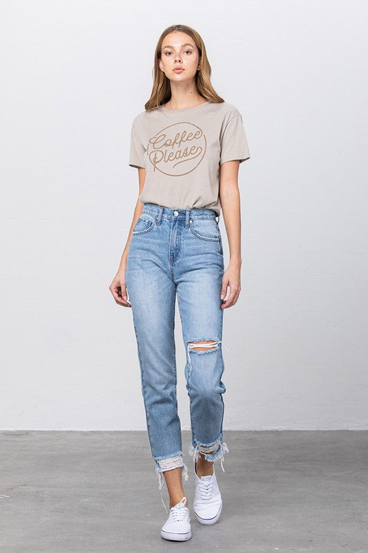HIGH WAIST TAPERED JEANS