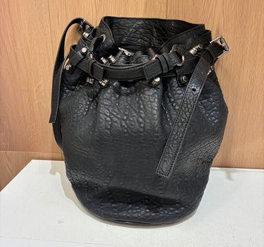 Alexander Wang Black Pebbled Leather Diego Bucket Bag