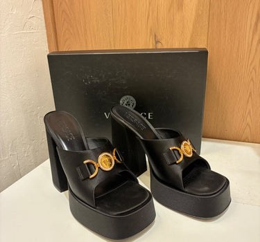 Versace Satin Medusa Platform Sandals sz 38½