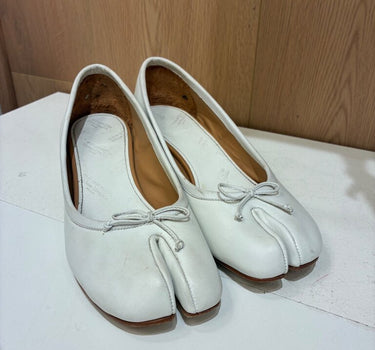 Maison Margiela White Leather Tabi Ballerina Pumps sz 40.5