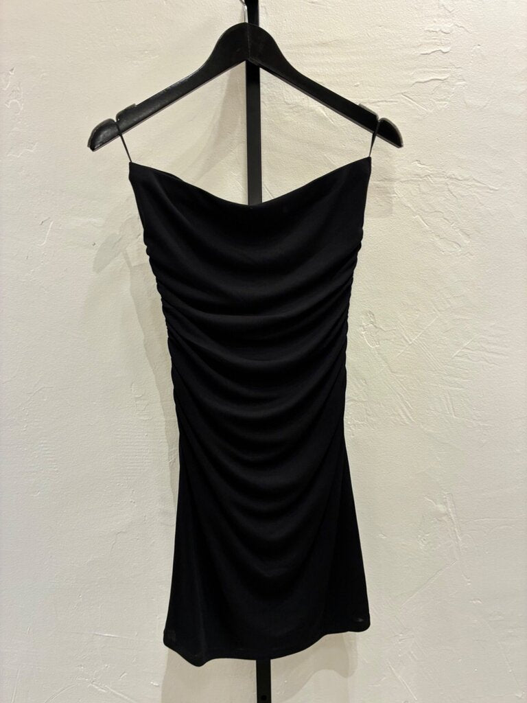 Aqua Black Ruched Cowl Neck Mini Dress sz M