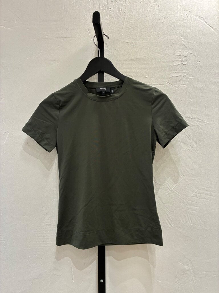 Theory Olive Green Crewneck Short Sleeve Top sz P