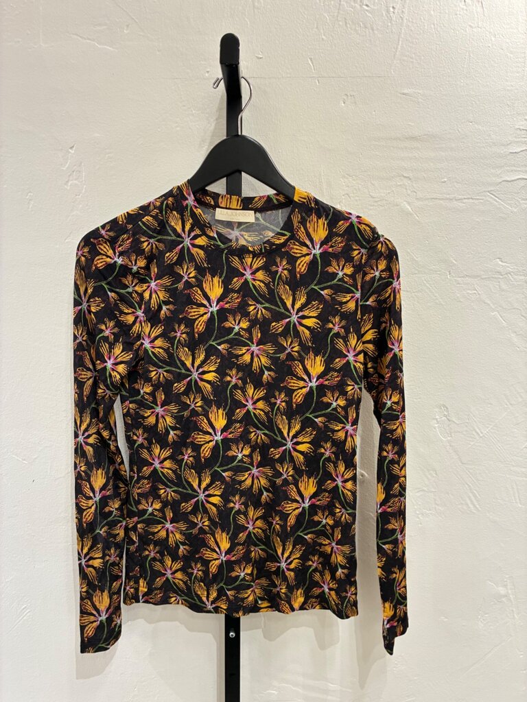 Ulla Johnson Floral Print Long Sleeve Crewneck Top sz M