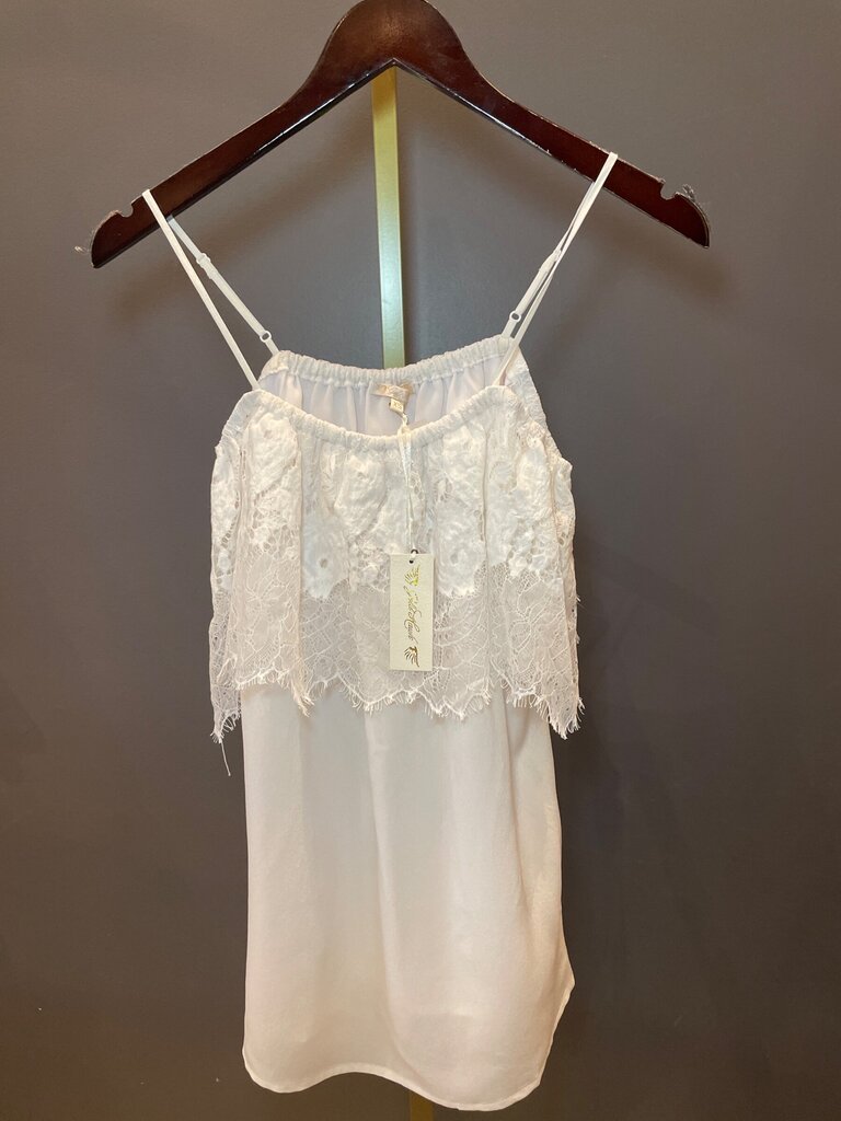 Gold Hawk Lace-Overlay Cami Top sz XS