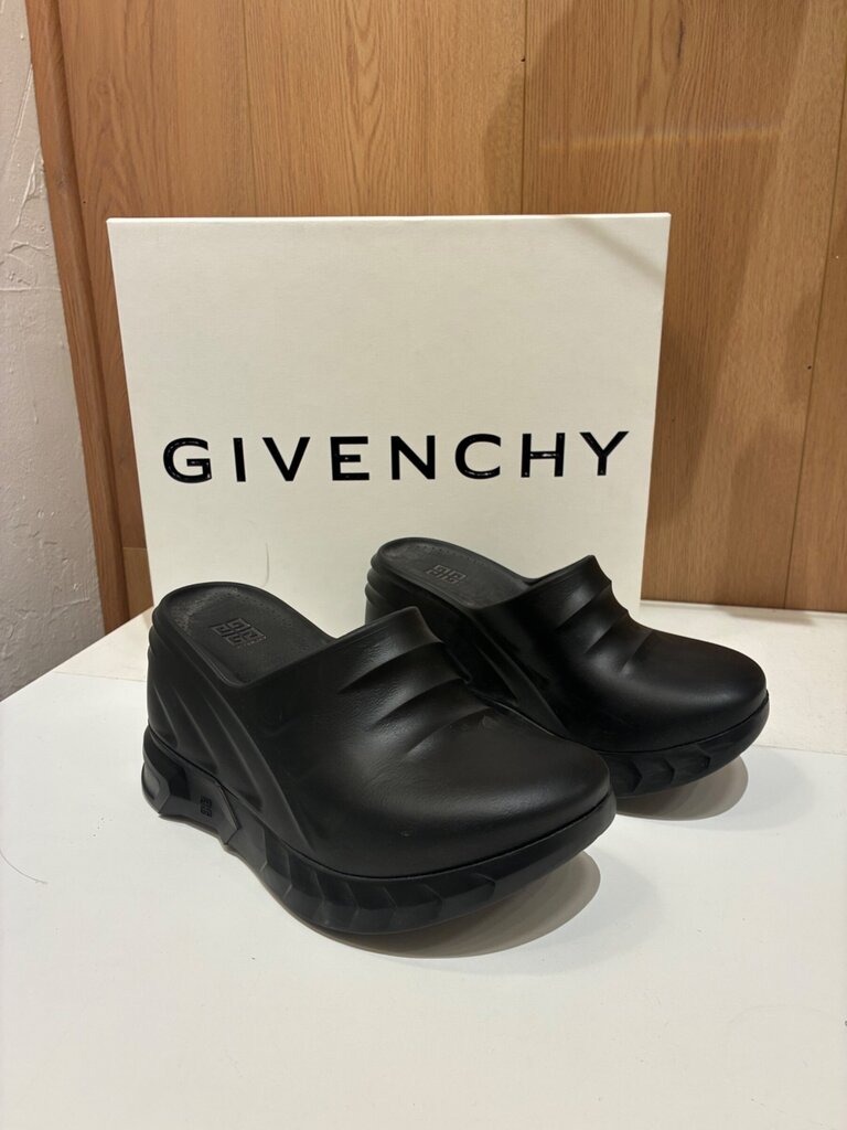 Givenchy Black Marshmallow Wedge Mules sz 38
