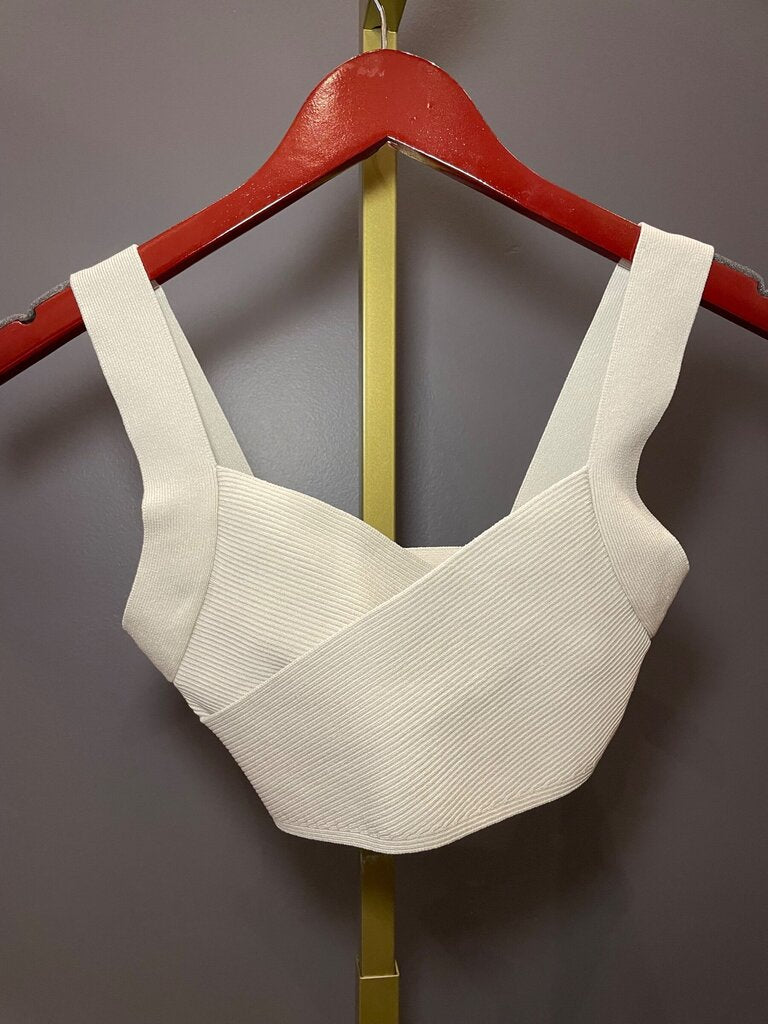 Babaton Sculpt Knit Criss Cross Crop Top sz XS