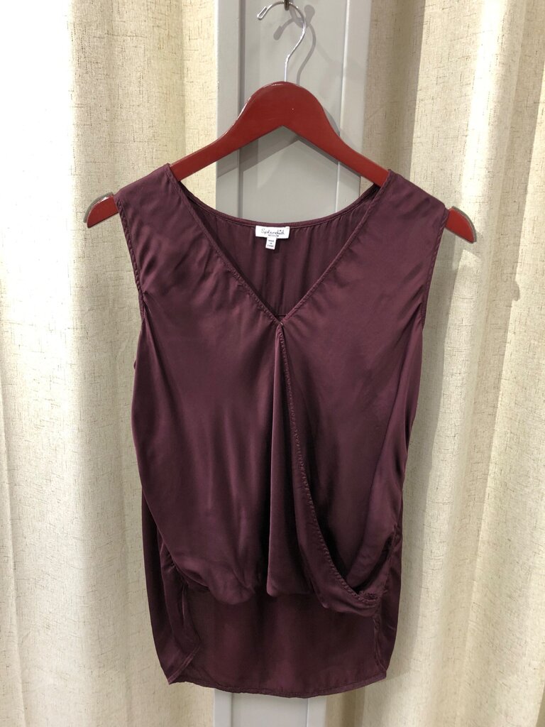 Splendid Draped Surplice Sleeveless Top in Plum sz M