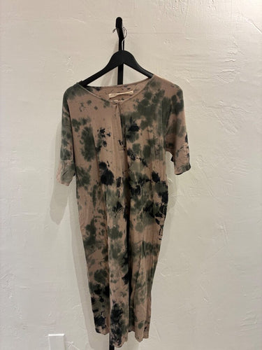 Raquel Allegra Tie-Dye Henley Maxi Dress sz 2