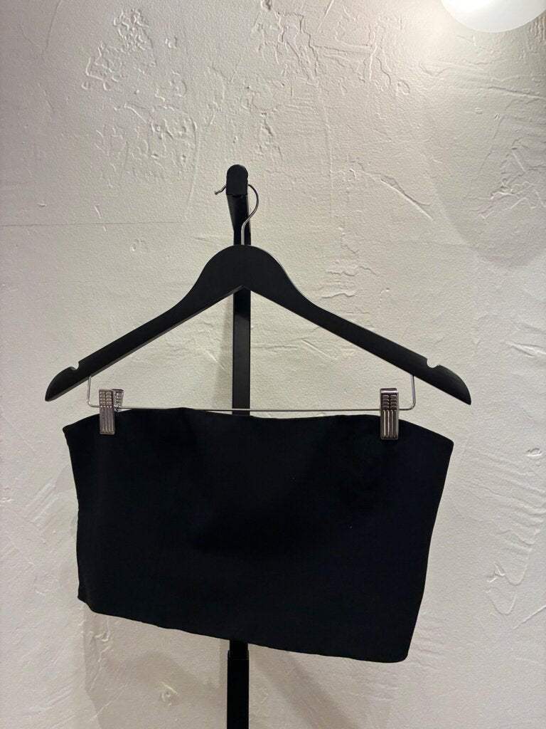 Amanda Uprichard Black Strapless Smocked Crop Top sz M