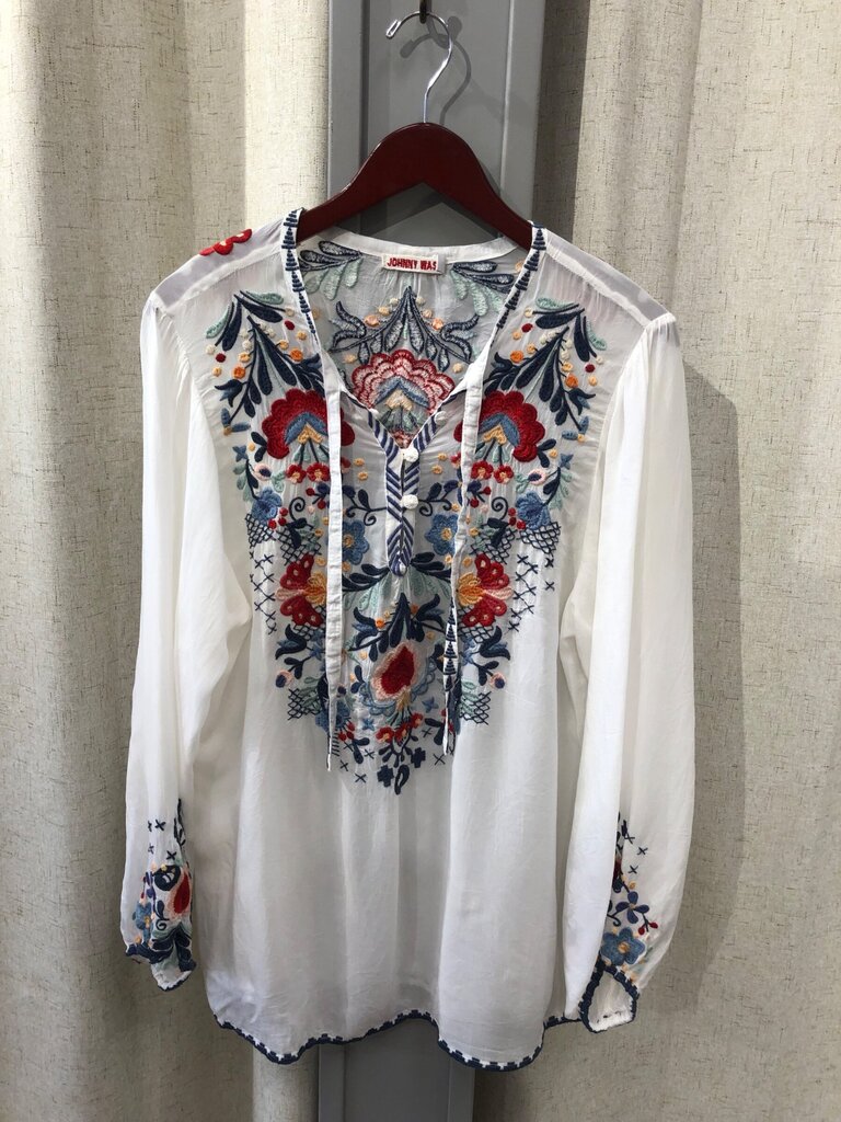 Johnny Was Embroidered Long Sleeve Blouse sz XL