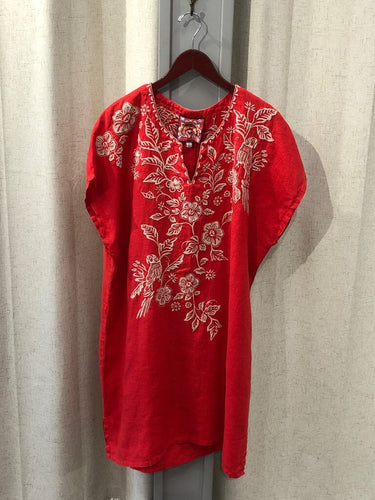 Johnny Was Embroidered Linen Short Dress sz XL