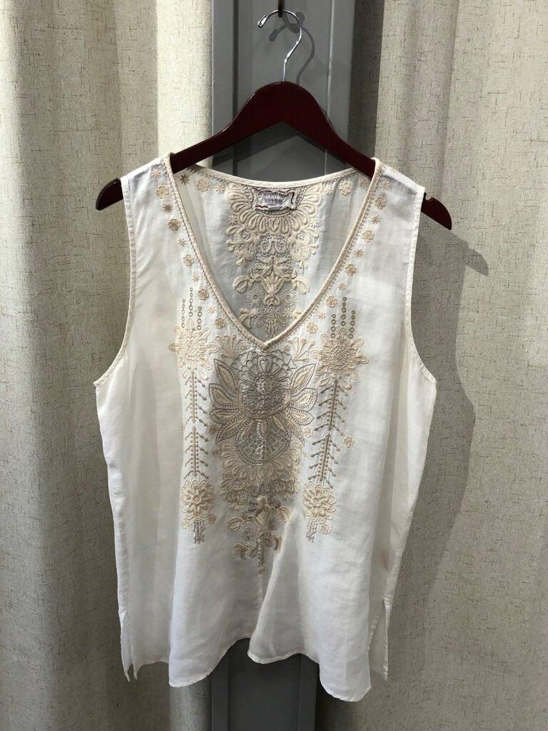 Johnny Was Workshop Embroidered Sleeveless Top sz L