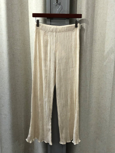 Savannah Morrow Cream Crinkle Knit Wide Leg Pants sz XS