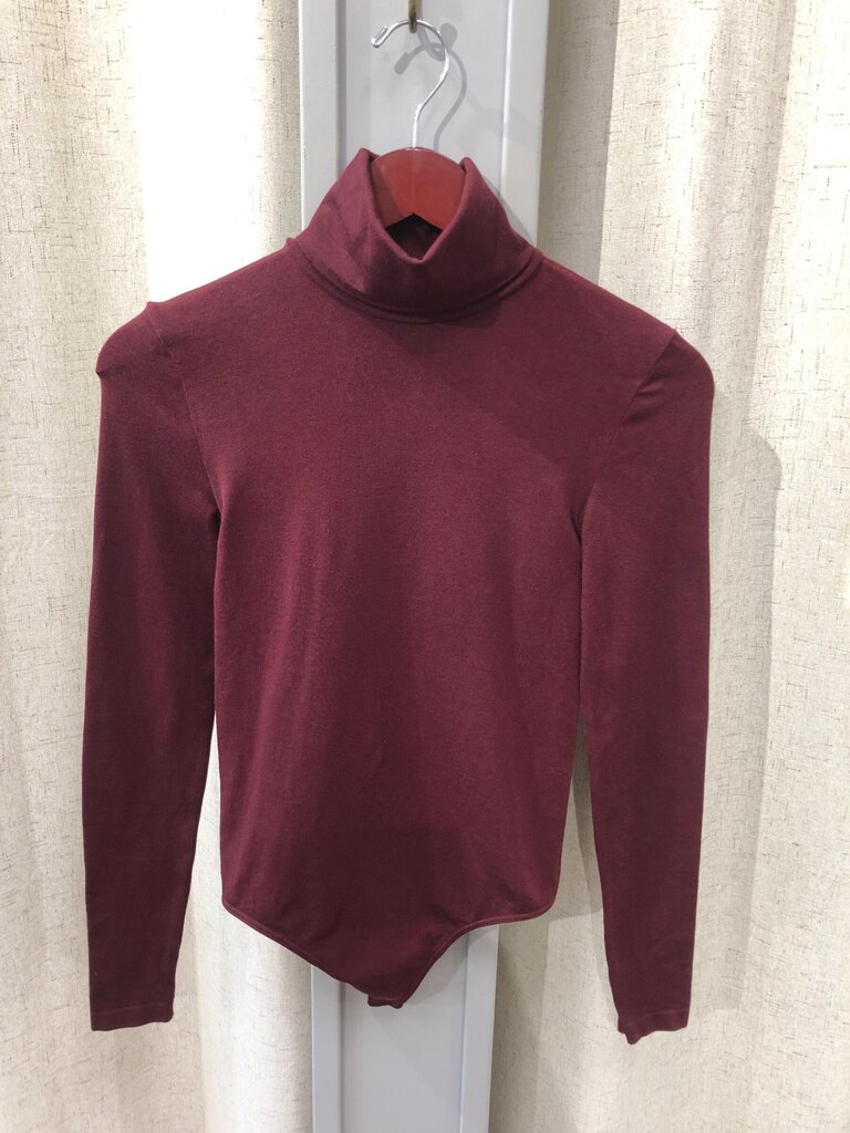 Wolford Burgundy Turtleneck Bodysuit sz S