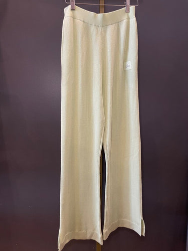 Alo Mint Green Ribbed Wide Leg Knit Pants sz M