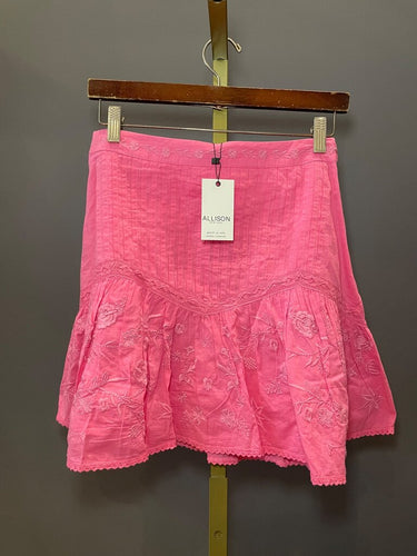 Allison New York Pink Embroidered Mini Skirt sz 6