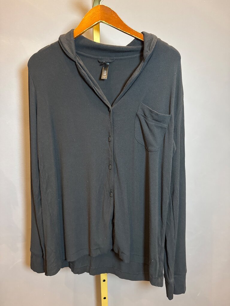 SKIMS Black Ribbed Long Sleeve Pajama Top sz S