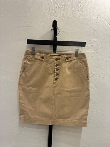 Daughters of the Liberation Tan Cotton Linen Button-Front Mini Skirt sz 04