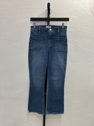 Frame Le Crop Mini Boot Jeans with Patch Pockets sz 25