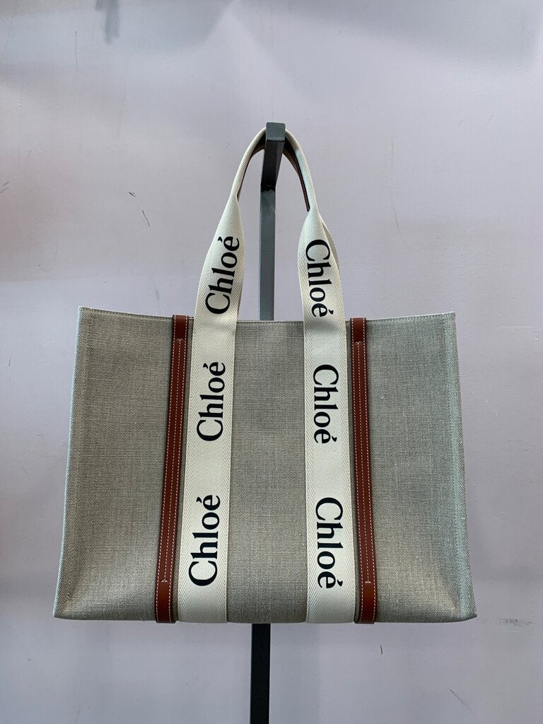 Chloé Woody Canvas Large Tote Bag