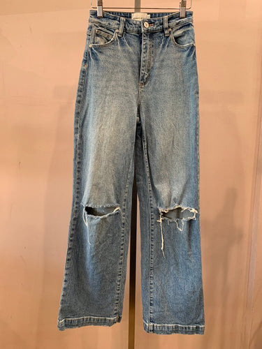 Abrand Jeans Distressed High-Rise Straight Leg Jeans