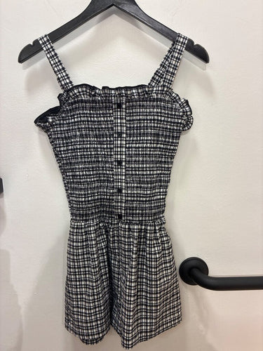 Parker Black & White Gingham Smocked Romper sz S