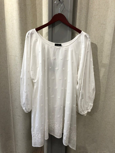 Arianne Elmy White Embroidered Long Sleeve Dress sz M