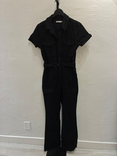 Good American Black Fit For Success Short Sleeve Jumpsuit sz L