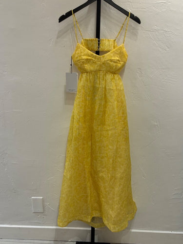 Miss Sixty Yellow Floral Jacquard Cutout Maxi Dress sz XS NWT