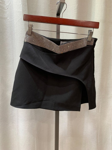 superdown Rhinestone Waist Asymmetrical Mini Skirt sz S