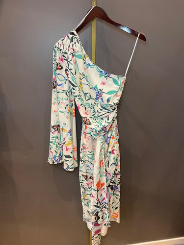 Elliatt Butterfly Print One-Shoulder Dress sz S