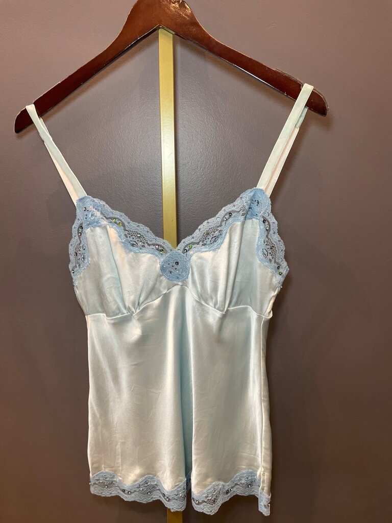 Gold Hawk Silk Lace Trim Embellished Camisole sz S