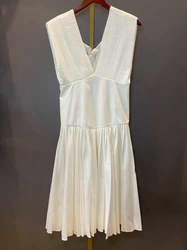 Khaite White Pleated Laure Midi Dress sz 8