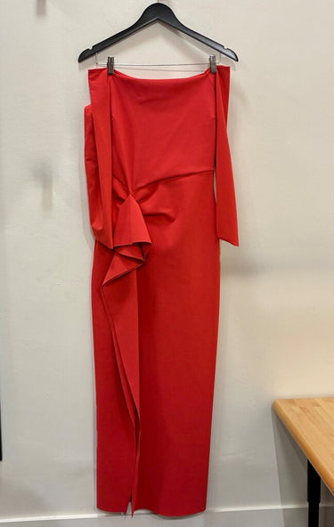Chiara Boni La Petite Robe Red Off-The-Shoulder Draped Gown sz 42