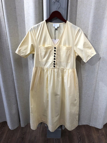 Aligne Pale Yellow Button-Front Midi Dress sz 6