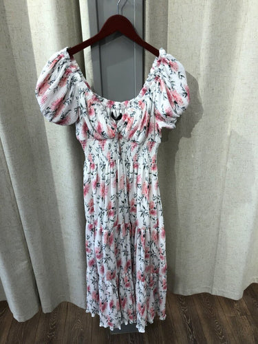 o.p.t Floral Smocked Tiered Midi Dress sz M