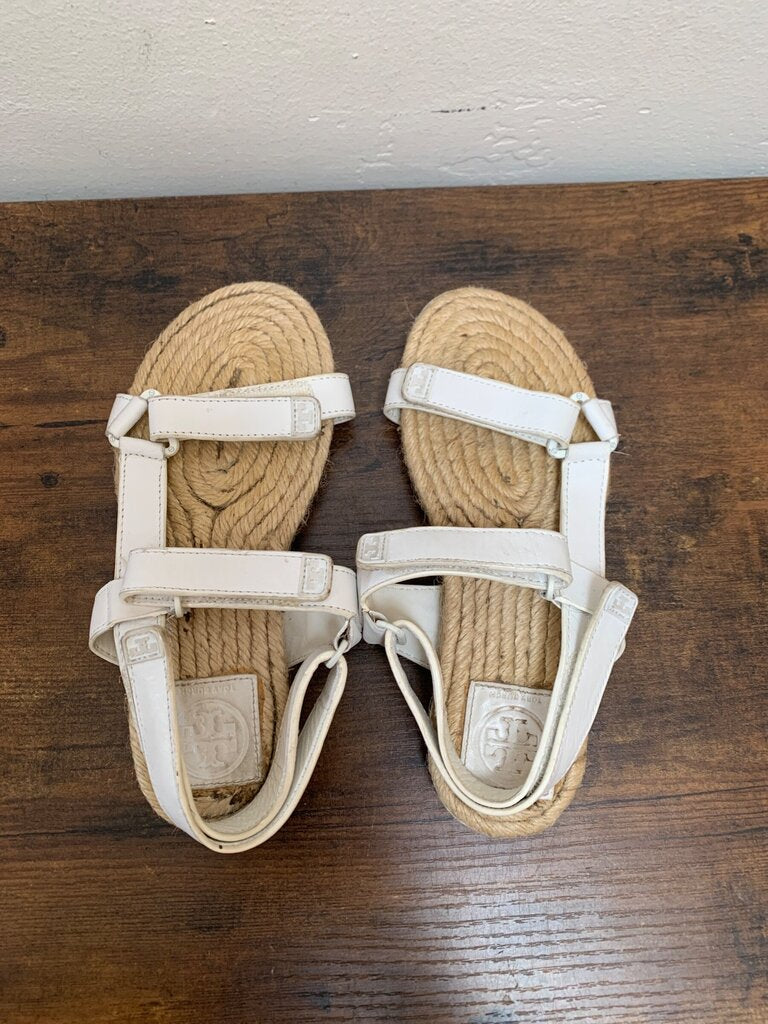 Tory Burch White Leather Sport Espadrille Sandals