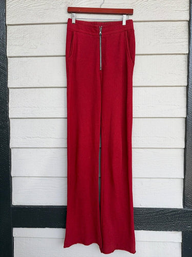 Cotton Citizen Red Wide-Leg Zipper Pants sz S