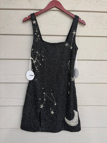 Staud Astra Beaded Moon & Constellation Mini Dress sz S