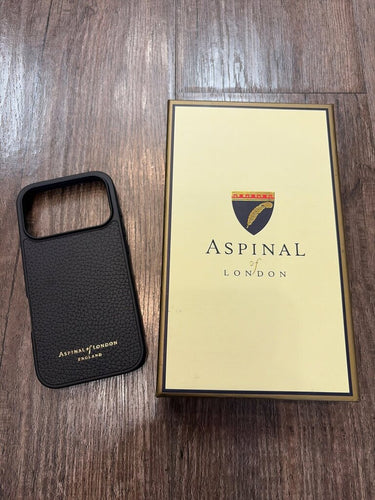 Aspinal of London Black Pebbled Leather iPhone 17 Pro Case with Box