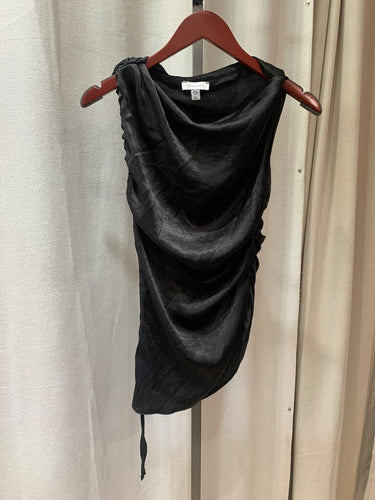 Topshop Black Ruched Cowl Neck Mini Dress sz 2