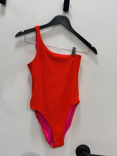 Wolford Red Glow One-Shoulder One-Piece Swimsuit sz S
