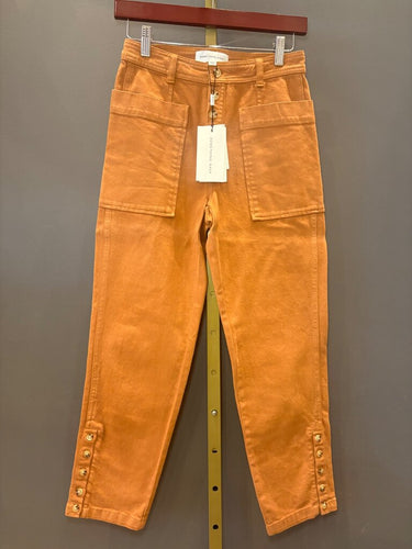 Something Navy Rust Button Hem Crop Pants sz 2