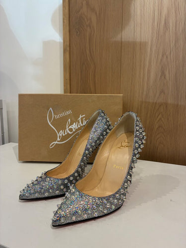 Christian Louboutin Iridescent Glitter Follies Spikes Pumps sz 37.5