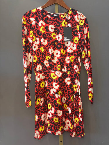 The Kooples Floral Leopard Print Long Sleeve Mini Dress sz 1