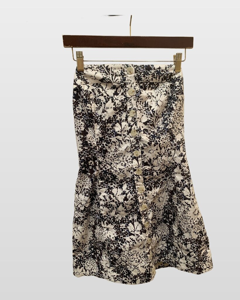 Free People Floral Strapless Button-Front Top sz M