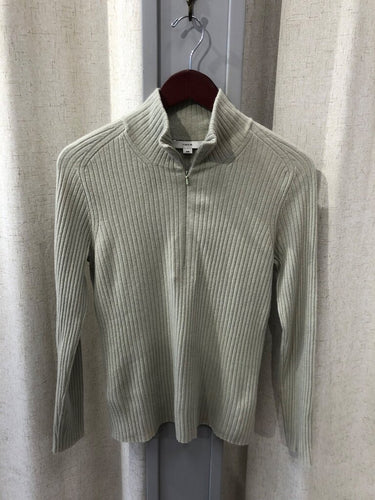 Vince Wool & Cashmere Ribbed Quarter-Zip Pullover Sweater sz M